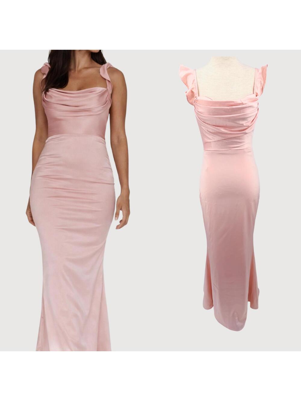 Selfie Leslie Blush Midi Dress Cowl Neck Minimal S